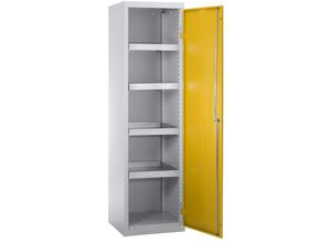 4031068146450 - Umweltschrank ohne Türlochung HxBxT 1800 x 500 x 500 mm 4 Wannenböden lichtgrau   signalgelb