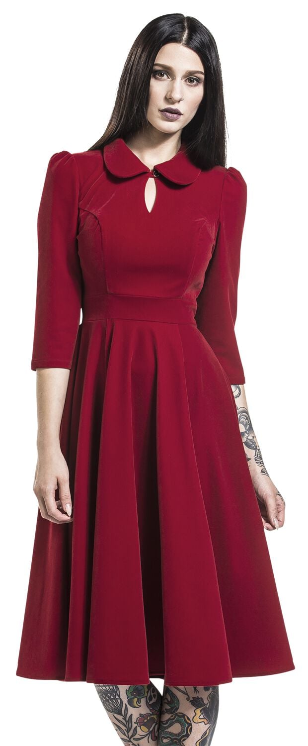 4031417567233 - Glamorous Velvet Tea Dress Mittellanges Kleid rot in XXL