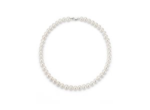 4031427358432 - Perlenkette FIRETTI Schmuck Geschenk Halsschmuck Halskette Perle Halsketten Gr 5 Silber 925 (Sterlingsilber)-Perlen Länge 42 cm bunt (silberfarben weiß) Damen Perlenketten Made in Germany - mit Süßwasserzuchtperle