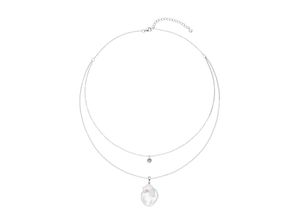 4031427389269 - Kette mit Anhänger FIRETTI Schmuck Geschenk Halskette Perle mehrreihig Halsketten Gr Silber 925 (Sterlingsilber)-Perlen Länge 50 cm weiß (silberfarben kristallweiß weiß) Damen Ketten mit Anhänger Made in Germany - Edelstein Süßwasserzuchtperle