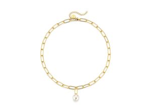 4031427394706 - Collier FIRETTI Schmuck Geschenk Halsschmuck Halskette Silberkette Gliederkette Perle Halsketten Gr Silber 925 (Sterlingsilber)-Perlen Länge 50 cm weiß (gelbgoldfarben weiß) Damen Colliers Made in Germany - mit Süßwasserzuchtperle