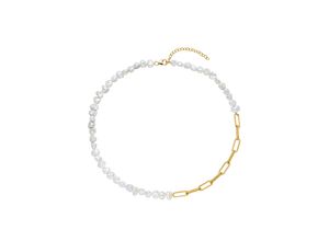 4031427396731 - Perlenkette FIRETTI Schmuck Geschenk Halsschmuck Halskette Perle Halsketten Gr Silber 925 (Sterlingsilber)-Perlen Länge 49 cm weiß (gelbgoldfarben weiß) Damen Perlenketten Made in Germany - mit Süßwasserzuchtperle