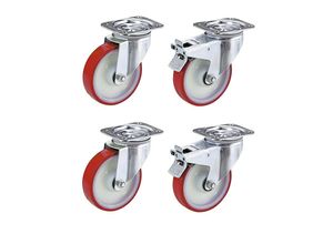 4031582371239 - TENTE Set aus Polyurethan-Reifen auf Polyamid-Felge 2 Lenkrollen 2 Lenkrollen mit Doppelstopp Rad-Ø x Breite 125 x 32 mm