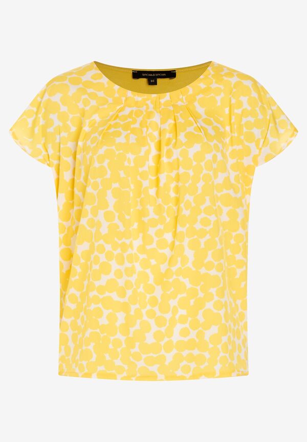 4031664032256 - Blusenshirt mit Tupfenprint gelb weiß Frühjahrs-Kollektion 4031664032256 - Blusenshirt mit Tupfenprint gelb weiß Frühjahrs-Kollektion