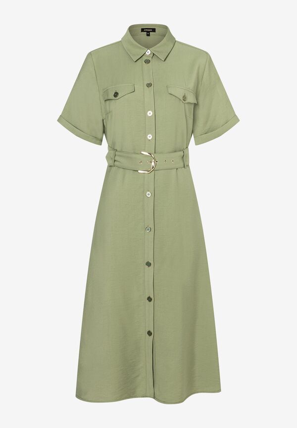 4031664044396 - Hemdblusenkleid olive green Sommer-Kollektion
