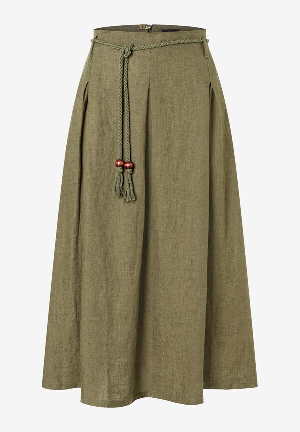 4031664067647 - Leinenrock mit Kordel tundra olive Sommer-Kollektion 4031664067647 - Leinenrock mit Kordel tundra olive Sommer-Kollektion