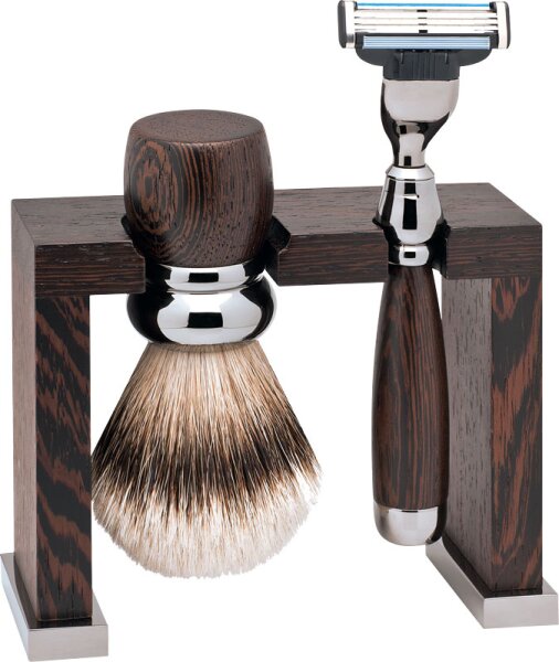 4031683063484 - ERBE Shaving Shop Rasiersets Geschenkset Rasierer Wengeholz 1 Stk + Rasierpinsel Wengeholz 1 Stk + Rasier- und Rasierpinselhalter Wengeholz 1 Stk 1 Stk