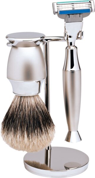 4031683064474 - Erbe Shaving Shop Rasierset dreiteilig Edelstahl matt Gillette Mach 3