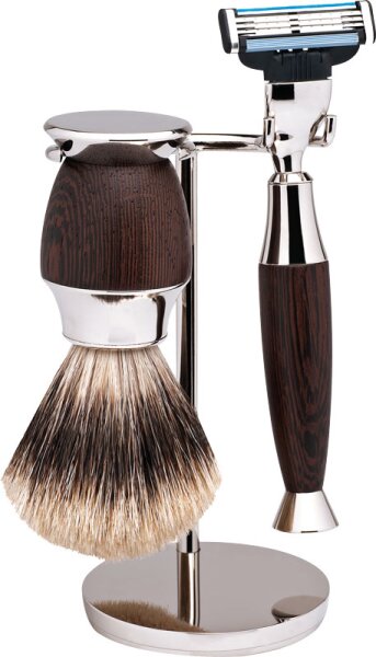 4031683064481 - Shaving Shop Rasierset dreiteilig Wengeholz Chrom Gillette Mach 3