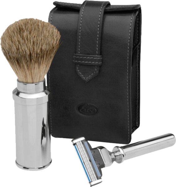 4031683092279 - Erbe Collection Rasier-Set in Ledertasche 13 x 7 cm schwarz Gillette Mach 3