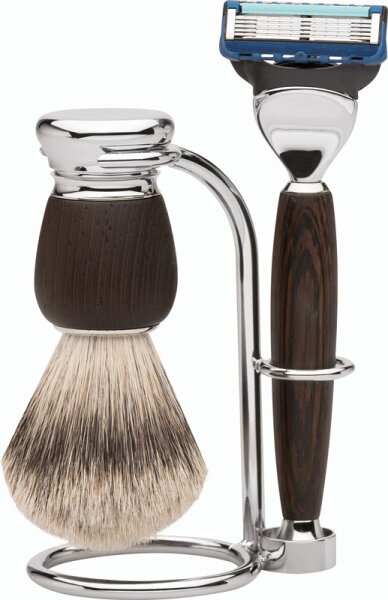 4031683721476 - Erbe Shaving Shop Premium Design MILANO Rasiergarnitur Silberspitz & Fusion Wengeholz