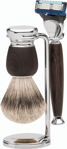 4031683722473 - Erbe Shaving Shop Premium Design MILANO Silberspitz & Fusion Wengeholz Rasiergarnitur