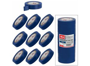 4031765222648 - - Isolierband Klebeband 10er Set Blau 15mm x 10m Eelektriker Tape selbstklebend