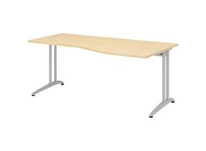 4032062010327 - HAMMERBACHER BS18 Schreibtisch ahorn Trapezform C-Fuß-Gestell silber 1800 x 800 1000 cm