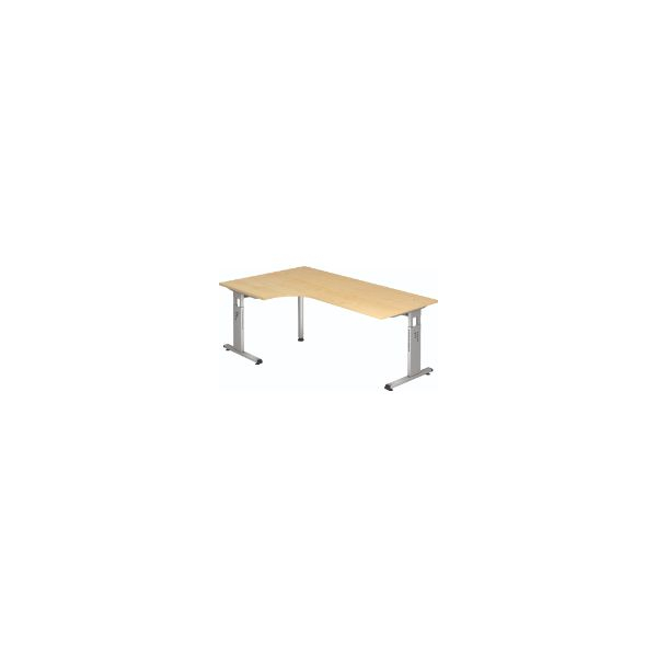 4032062014530 - Hammerbacher Matrix Höhenverstellbar Schreibtisch Freiform Ahorn Aluminium Holz Kunststoff Spanplatte C-Fuß 2000 x 1200 x 850 mm