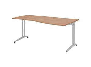 4032062015070 - HAMMERBACHER BS18 Schreibtisch nussbaum Trapezform C-Fuß-Gestell silber 1800 x 800 1000 cm