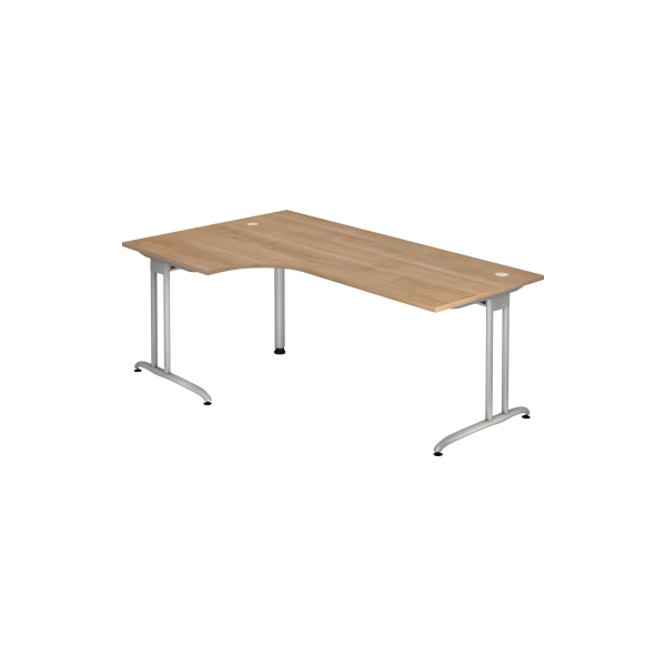 4032062015094 - Schreibtisch Ergonomic VBS82 N höhenverstellbar 72cm (H) 200x120cm (BxT) L-Form nussbaum   Silber 4032062015094 Hammerbacher