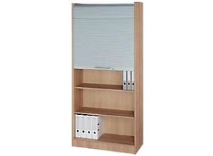 4032062024454 - Rollladenschrank TARVIS abschließbar 5 Ordnerhöhen B 900 x T 400 x H 2004 mm Nussbaum-Dekor alusilber