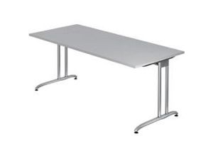 4032062027981 - HAMMERBACHER BS19 Schreibtisch lichtgrau rechteckig C-Fuß-Gestell silber 1800 x 800 cm