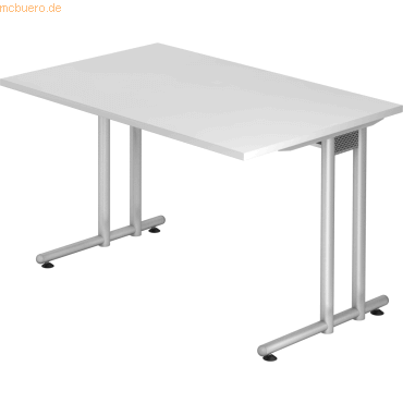4032062032374 - HAMMERBACHER Prokura Schreibtisch weiß rechteckig C-Fuß-Gestell silber 1200 x 800 cm