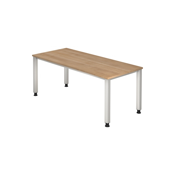 4032062034507 - Schreibtisch Q-Serie VQS19 N manuell höhenverstellbar  180x80cm (BxT) rechteckig nussbaum   Silber 4032062034507 Hammerbache