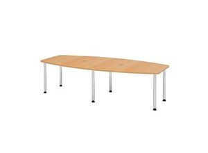 4032062034880 - HAMMERBACHER Konferenztisch KT28C buche Tonnenform Rundrohr chrom 2800 x 850 1300 x 720 - 740 cm