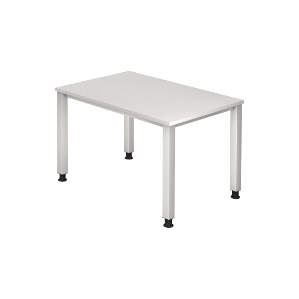 4032062119617 - Schreibtisch Q-Serie VQS12 W manuell höhenverstellbar  120x80cm (BxT) rechteckig weiß   Silber 4032062119617 Hammerbacher