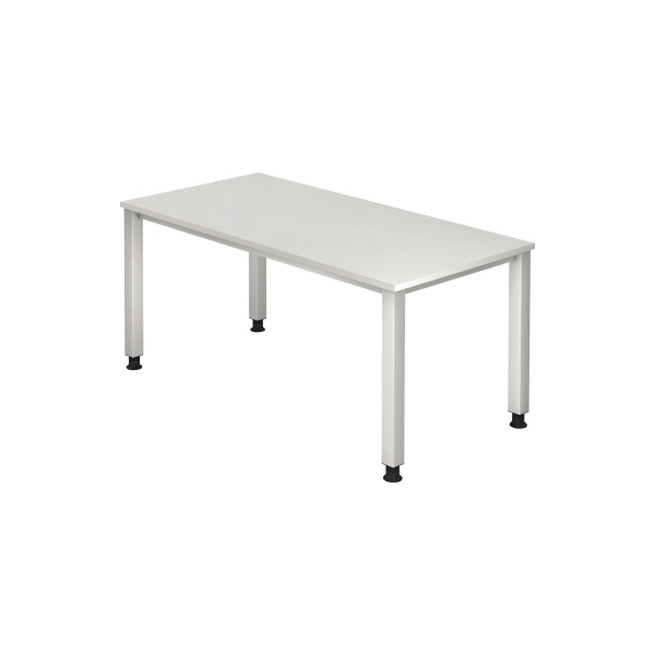 4032062119624 - Schreibtisch Q-Serie VQS16 W manuell höhenverstellbar  160x80cm (BxT) rechteckig weiß   Silber 4032062119624 Hammerbacher