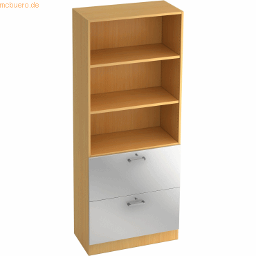 4032062128787 - PRO SIGNA G 7300 CE - Buche Silber 5 OH Schrank mit Hängeregistratur (abschließbar) Chromgriff Metall