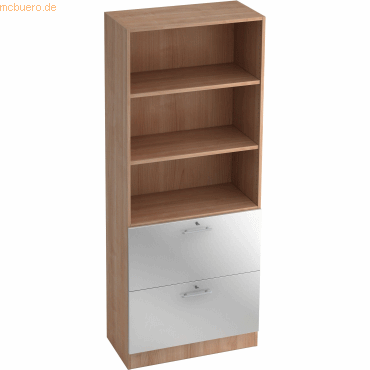 4032062128930 - PRO SIGNA G 7300 RE - Nussbaum Silber 5 OH Schrank mit Hängeregistratur (abschließbar) Relinggriff Kunststoff