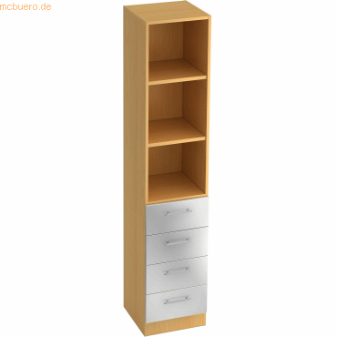 4032062129418 - PRO SIGNA G 7600 RE - Buche Silber 5 OH Schrank mit 4 Schüben Relinggriff Kunststoff