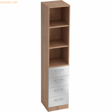 4032062129531 - PRO SIGNA G 7600 RE - Nussbaum Silber 5 OH Schrank mit 4 Schüben Relinggriff Kunststoff