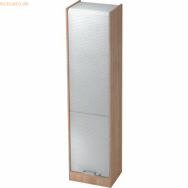 4032062130100 - Rollladenschrank TARVIS 5 Ordnerhöhen abschließbar B 500 x T 400 x H 2004 mm Nussbaum-Dekor alusilber