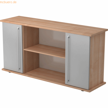 4032062132579 - PRO KAPA SB Sideboard mit Türen - Nussbaum Silber Sideboard Relinggriff Kunststoff