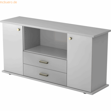 4032062132838 - PRO KAPA SB Sideboard mit Türen + Schüben - Grau Sideboard Streifengriff Kunststoff