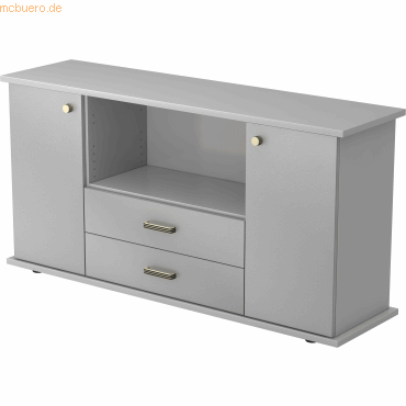 4032062132951 - PRO KAPA SB Sideboard mit Türen + Schüben - Grau Silber Sideboard Streifengriff Kunststoff