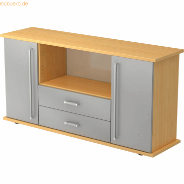 4032062133095 - PRO KAPA SB Sideboard mit Türen + Schüben - Buche Silber Sideboard Chromgriff Metall