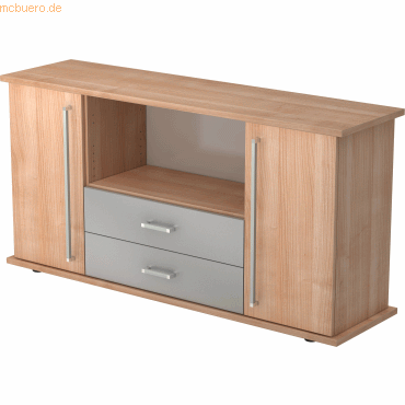 4032062133156 - PRO KAPA SB Sideboard mit Türen + Schüben - Nussbaum Sideboard Chromgriff Metall