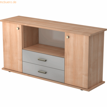 4032062133194 - PRO KAPA SB Sideboard mit Türen + Schüben - Nussbaum Sideboard Streifengriff Kunststoff