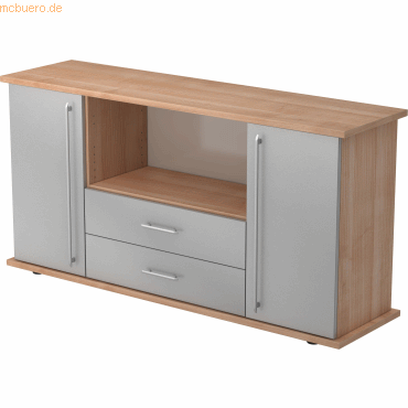 4032062133248 - PRO KAPA SB Sideboard mit Türen + Schüben - Nussbaum Silber Sideboard Relinggriff Kunststoff