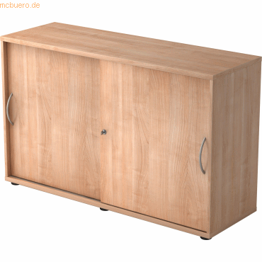 4032062140208 - Schiebetürenschrank TARA 2 Ordnerhöhen B 1200 x T 400 x H 748 mm abschließ- & stapelbar Nussbaum-Dekor