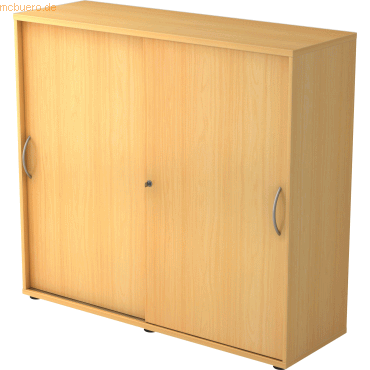 4032062140697 - Schiebetürenschrank TARA 3 Ordnerhöhen B 1200 x T 400 x H 1180 mm abschließ- & stapelbar Buche-Dekor