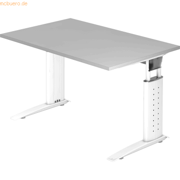 4032062140758 - Schreibtisch TARVIS C-Fuß Quadrat B 1200 mm Gestell weiß höhenverstellbar lichtgrau