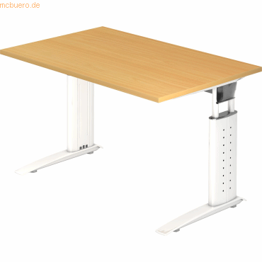 4032062140772 - Schreibtisch TARVIS C-Fuß Quadrat B 1200 mm Gestell weiß höhenverstellbar Buche