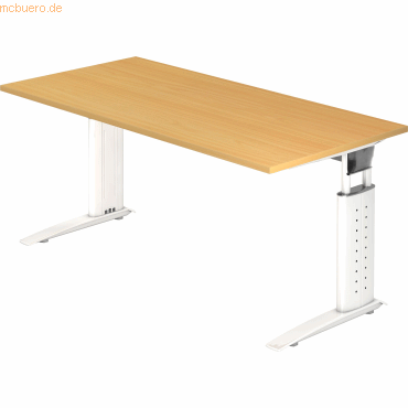 4032062140895 - Schreibtisch TARVIS C-Fuß Quadrat B 1600 mm Gestell weiß höhenverstellbar Buche-Dekor