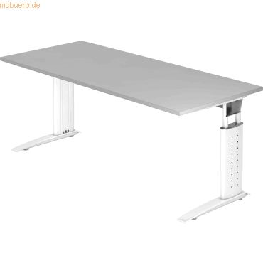 4032062140994 - Schreibtisch TARVIS C-Fuß Quadrat B 1800 mm Gestell weiß höhenverstellbar lichtgrau