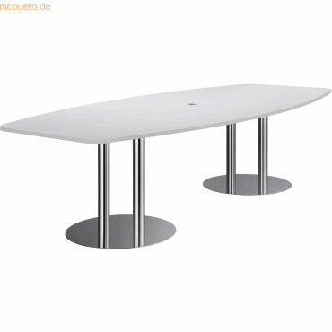 4032062147474 - Konferenztisch VKT 755cm (H) 280x85-130cm (BxT) 10 Personen Tonnenform grau   chrom 4032062147474 Hammerbacher