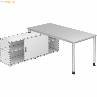 4032062148365 - Anbauschreibtisch 160x80cm grau silber