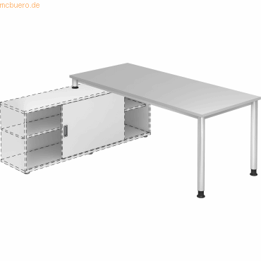 4032062148419 - Anbauschreibtisch 180x80cm grau silber