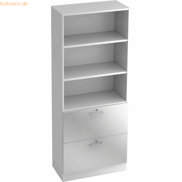 4032062155301 - PRO SIGNA G 7300 RE - 5 OH Schrank mit Hängeregistratur (abschließbar) Relinggriff Kunststoff Weiß Silber